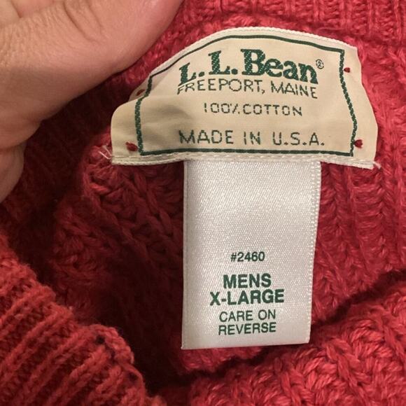 Vintage L.L.Bean Mens Fisherman Sweater Size Medium Red Gorpcore Made in USA - Picture 2 of 8